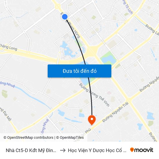 Nhà Ct5-D Kđt Mỹ Đình - Phạm Hùng to Học Viện Y Dược Học Cổ Truyền Việt Nam map