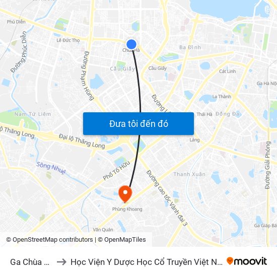 Ga Chùa Hà to Học Viện Y Dược Học Cổ Truyền Việt Nam map