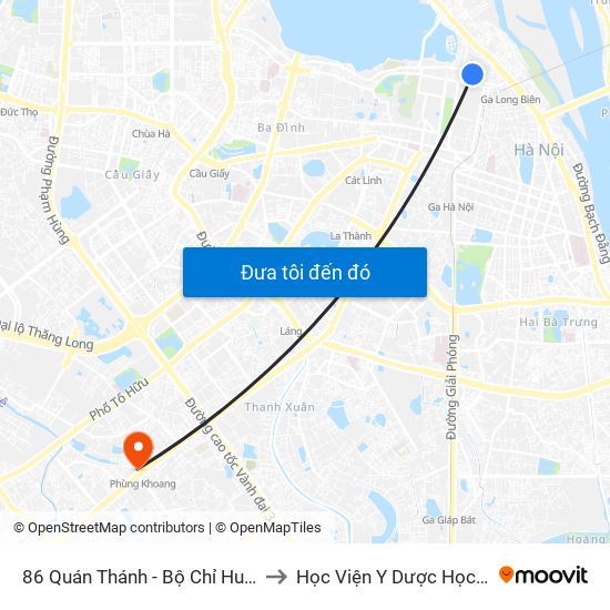 86 Quán Thánh - Bộ Chỉ Huy Quân Sự Quận Ba Đình to Học Viện Y Dược Học Cổ Truyền Việt Nam map