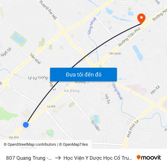 807 Quang Trung - Hà Đông to Học Viện Y Dược Học Cổ Truyền Việt Nam map