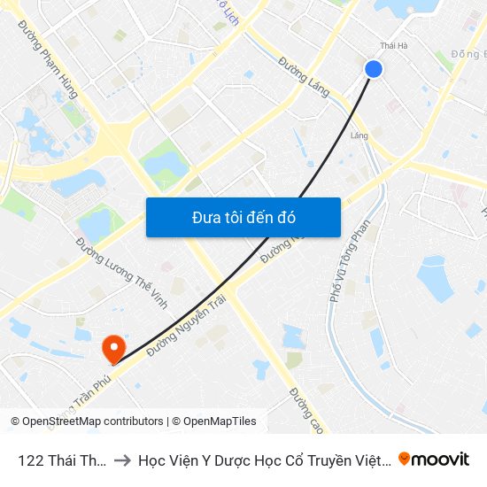 122 Thái Thịnh to Học Viện Y Dược Học Cổ Truyền Việt Nam map