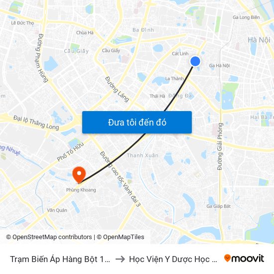Trạm Biến Áp Hàng Bột 1 - 107 Tôn Đức Thắng to Học Viện Y Dược Học Cổ Truyền Việt Nam map