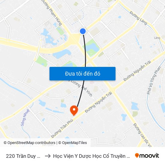 220 Trần Duy Hưng to Học Viện Y Dược Học Cổ Truyền Việt Nam map