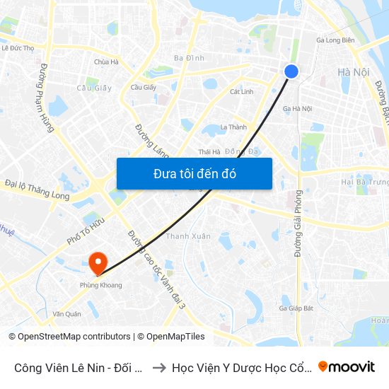 Công Viên Lê Nin - Đối Diện 35 Trần Phú to Học Viện Y Dược Học Cổ Truyền Việt Nam map