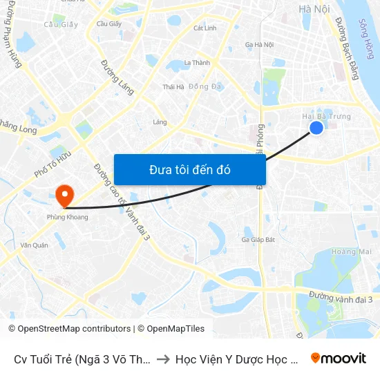 Cv Tuổi Trẻ (Ngã 3 Võ Thị Sáu - Thanh Nhàn) to Học Viện Y Dược Học Cổ Truyền Việt Nam map