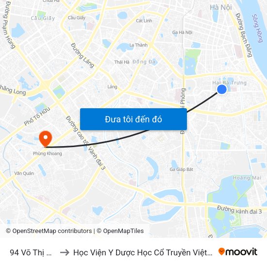 94 Võ Thị Sáu to Học Viện Y Dược Học Cổ Truyền Việt Nam map