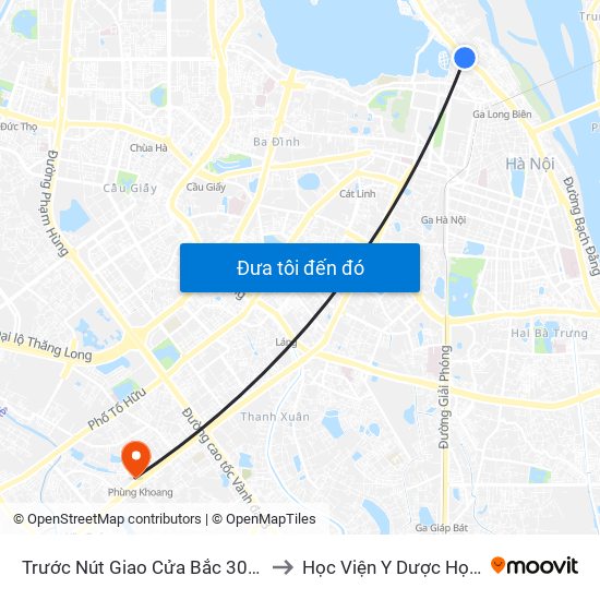 Trước Nút Giao Cửa Bắc 30m - Yên Phụ (Đường Xe Buýt) to Học Viện Y Dược Học Cổ Truyền Việt Nam map