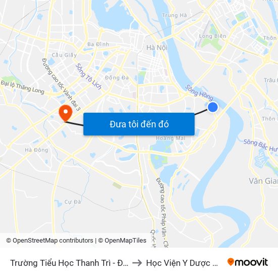 Trường Tiểu Học Thanh Trì - Đê Hữu Hồng (Điếm Canh Đê Số 20) to Học Viện Y Dược Học Cổ Truyền Việt Nam map