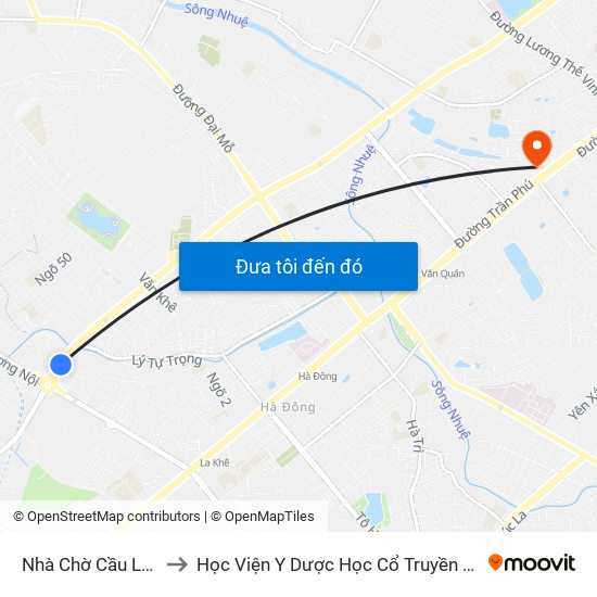 Nhà Chờ Cầu La Khê to Học Viện Y Dược Học Cổ Truyền Việt Nam map