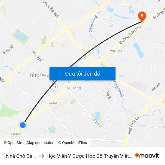 Nhà Chờ Ba La to Học Viện Y Dược Học Cổ Truyền Việt Nam map