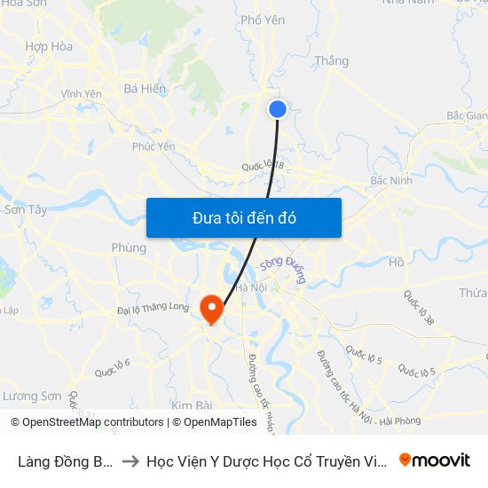 Làng Đồng Bông to Học Viện Y Dược Học Cổ Truyền Việt Nam map