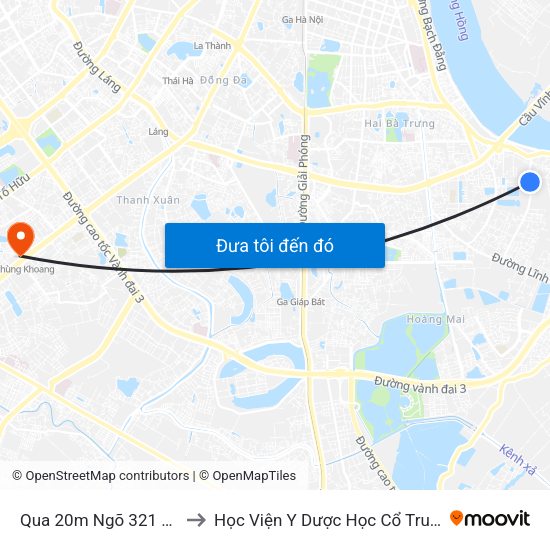 Qua 20m Ngõ 321 Vĩnh Hưng to Học Viện Y Dược Học Cổ Truyền Việt Nam map