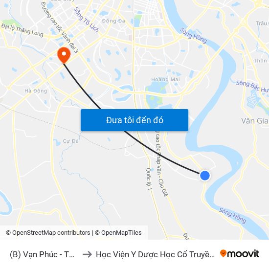 (B) Vạn Phúc - Thanh Trì to Học Viện Y Dược Học Cổ Truyền Việt Nam map