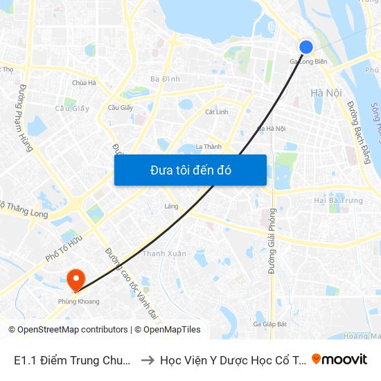 E1.1 Điểm Trung Chuyển Long Biên to Học Viện Y Dược Học Cổ Truyền Việt Nam map