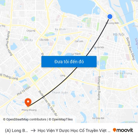 (A) Long Biên to Học Viện Y Dược Học Cổ Truyền Việt Nam map
