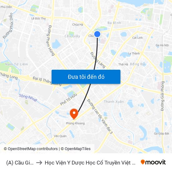 (A) Cầu Giấy to Học Viện Y Dược Học Cổ Truyền Việt Nam map