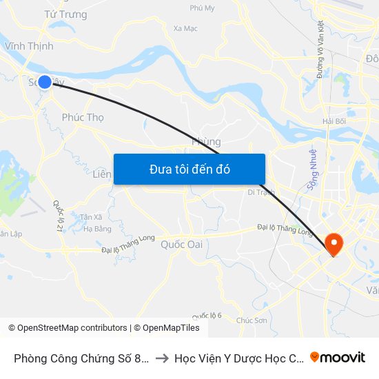 Phòng Công Chứng Số 8 La Thành - Sơn Tây to Học Viện Y Dược Học Cổ Truyền Việt Nam map