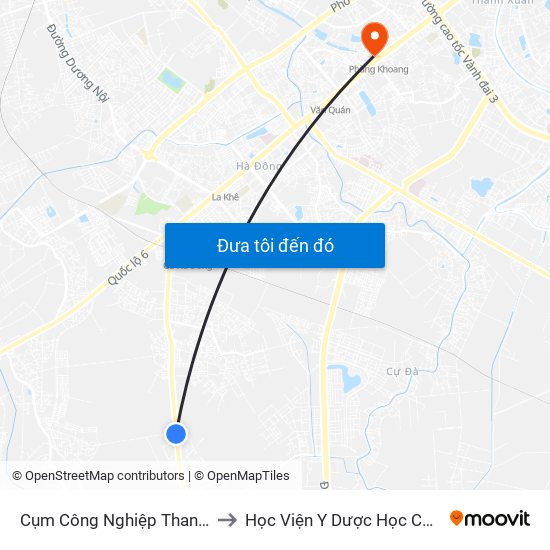 Cụm Công Nghiệp Thanh Oai (Cổng Phụ) to Học Viện Y Dược Học Cổ Truyền Việt Nam map