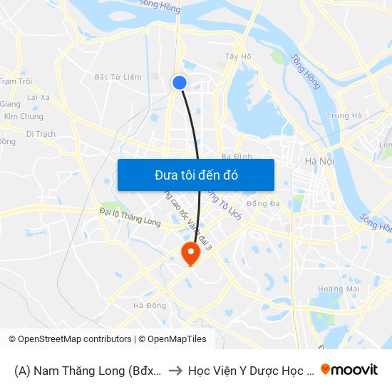 (A) Nam Thăng Long (Bđx Trên Đường Đỗ Nhuận) to Học Viện Y Dược Học Cổ Truyền Việt Nam map