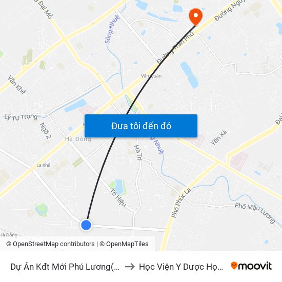 Dự Án Kđt Mới Phú Lương( Đường Phúc La- Văn Phú) to Học Viện Y Dược Học Cổ Truyền Việt Nam map