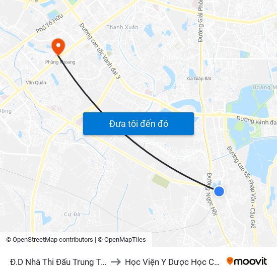 Đ.D Nhà Thi Đấu Trung Tâm Tdtt Thanh Trì to Học Viện Y Dược Học Cổ Truyền Việt Nam map