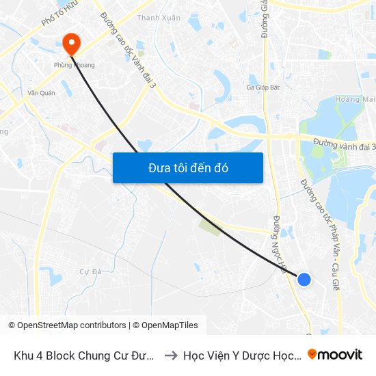 Khu 4 Block Chung Cư Đường Quang Lai (Chiều Về) to Học Viện Y Dược Học Cổ Truyền Việt Nam map