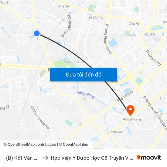 (B) Kđt Vân Canh to Học Viện Y Dược Học Cổ Truyền Việt Nam map