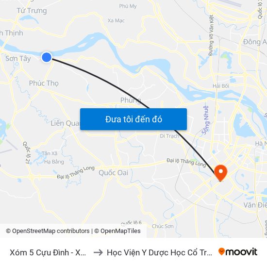 Xóm 5 Cựu Đình - Xã Xuân Đình to Học Viện Y Dược Học Cổ Truyền Việt Nam map