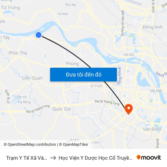 Trạm Y Tế Xã Vân Phúc to Học Viện Y Dược Học Cổ Truyền Việt Nam map