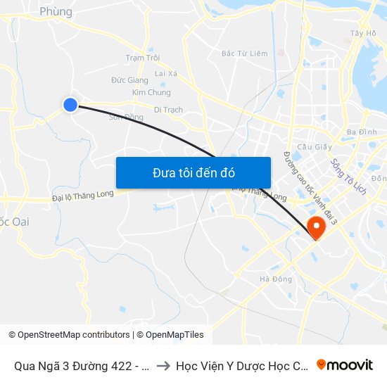 Qua Ngã 3 Đường 422 - Đường Cơ Đê 50m to Học Viện Y Dược Học Cổ Truyền Việt Nam map