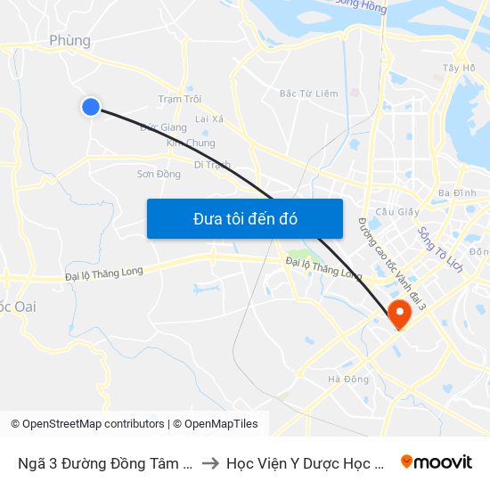 Ngã 3 Đường Đồng Tâm - Minh Khai, Cát Quế to Học Viện Y Dược Học Cổ Truyền Việt Nam map