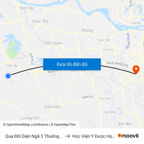 Qua Đối Diện Ngã 3 Thuống - Yên Bình - Thạch Thất 30m to Học Viện Y Dược Học Cổ Truyền Việt Nam map