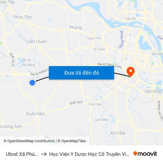 Ubnd Xã Phú Cát to Học Viện Y Dược Học Cổ Truyền Việt Nam map