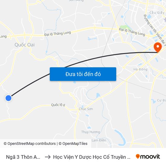 Ngã 3 Thôn An Sơn to Học Viện Y Dược Học Cổ Truyền Việt Nam map