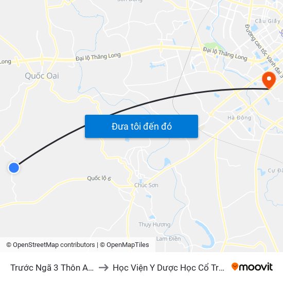 Trước Ngã 3 Thôn An Sơn 50m to Học Viện Y Dược Học Cổ Truyền Việt Nam map