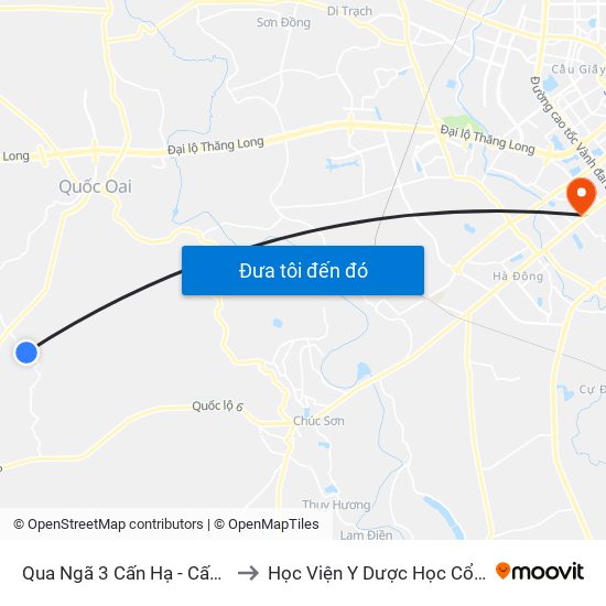 Qua Ngã 3 Cấn Hạ - Cấn Hữu - Quốc Oai to Học Viện Y Dược Học Cổ Truyền Việt Nam map