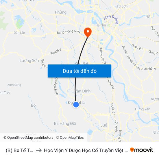 (B) Bx Tế Tiêu to Học Viện Y Dược Học Cổ Truyền Việt Nam map