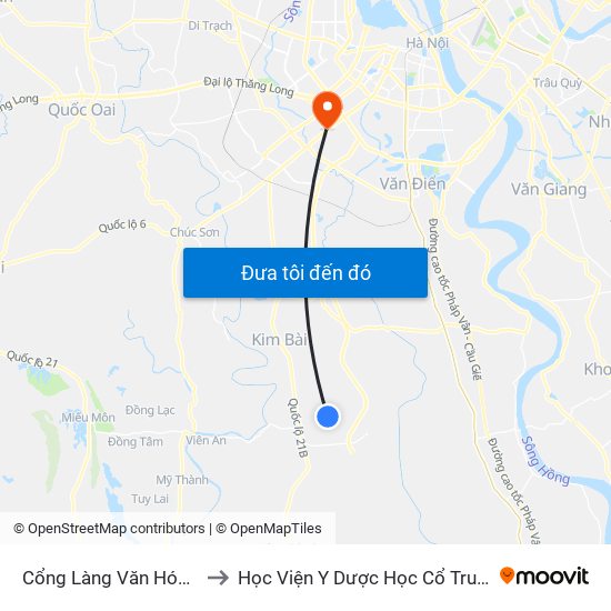 Cổng Làng Văn Hóa An Khoái to Học Viện Y Dược Học Cổ Truyền Việt Nam map