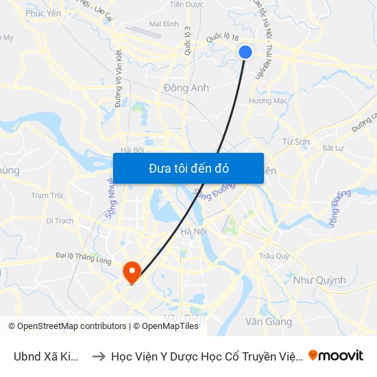 Ubnd Xã Kim Lũ to Học Viện Y Dược Học Cổ Truyền Việt Nam map