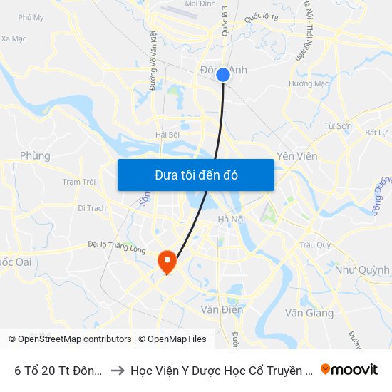 6 Tổ 20 Tt Đông Anh to Học Viện Y Dược Học Cổ Truyền Việt Nam map