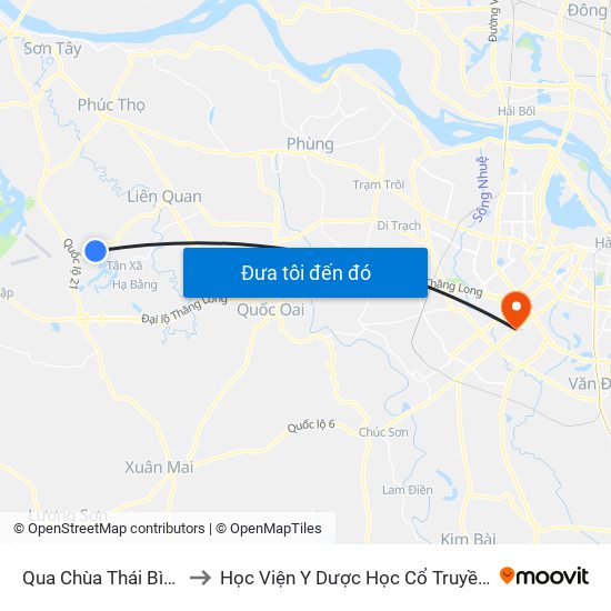 Qua Chùa Thái Bình 10m to Học Viện Y Dược Học Cổ Truyền Việt Nam map