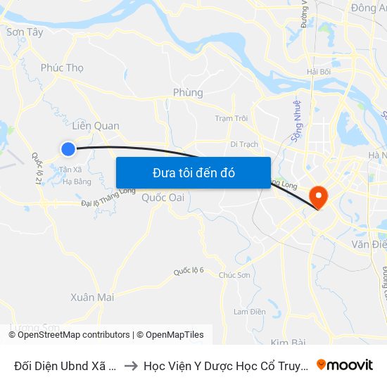 Đối Diện Ubnd Xã Bình Yên to Học Viện Y Dược Học Cổ Truyền Việt Nam map