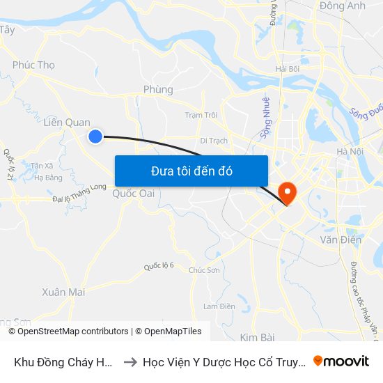 Khu Đồng Cháy Hưng Ngải to Học Viện Y Dược Học Cổ Truyền Việt Nam map