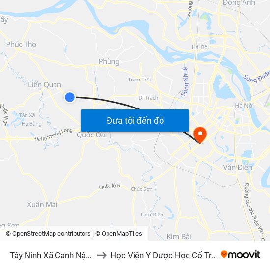Tây Ninh Xã Canh Nậu (Chiều Về) to Học Viện Y Dược Học Cổ Truyền Việt Nam map