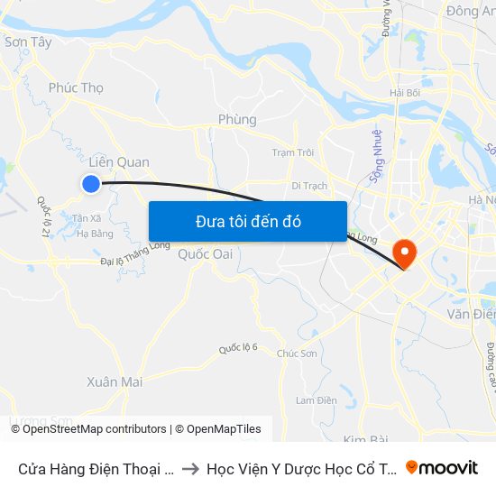 Cửa Hàng Điện Thoại Quang Chính to Học Viện Y Dược Học Cổ Truyền Việt Nam map
