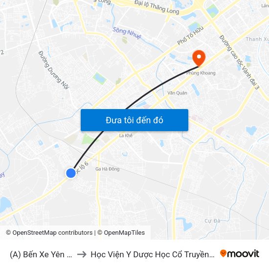 (A) Bến Xe Yên Nghĩa to Học Viện Y Dược Học Cổ Truyền Việt Nam map