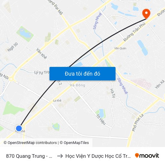 870 Quang Trung - Ga Văn Khê to Học Viện Y Dược Học Cổ Truyền Việt Nam map