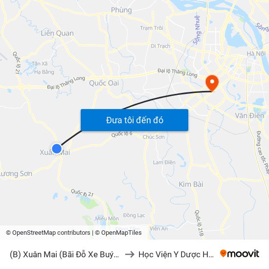 (B) Xuân Mai (Bãi Đỗ Xe Buýt - Trường Đại Học Lâm Nghiệp) to Học Viện Y Dược Học Cổ Truyền Việt Nam map