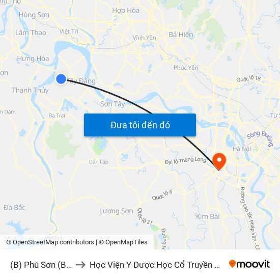 (B) Phú Sơn (Ba Vì) to Học Viện Y Dược Học Cổ Truyền Việt Nam map