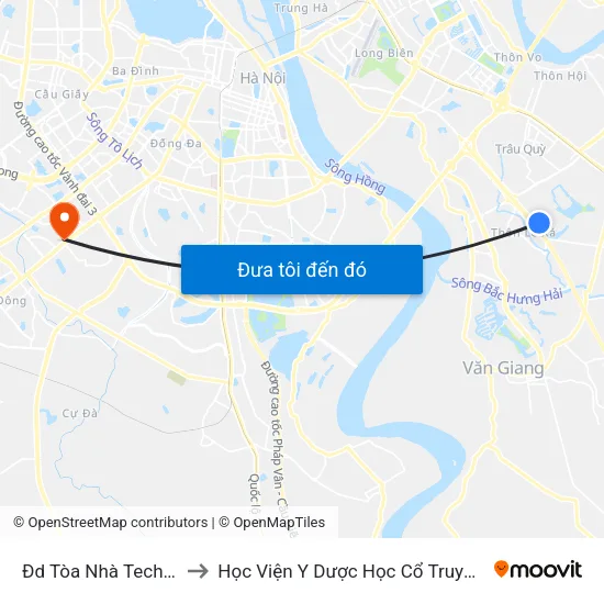 Đd Tòa Nhà Techno Park to Học Viện Y Dược Học Cổ Truyền Việt Nam map
